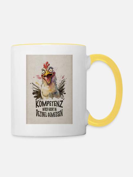 Kompetenz wird nicht in Dezibel gemessen - Tasse zweifarbig - Weiß/Gelb