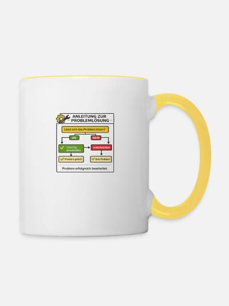 Anleitung Problemlösung Flowchart - Tasse zweifarbig - Weiß/Gelb