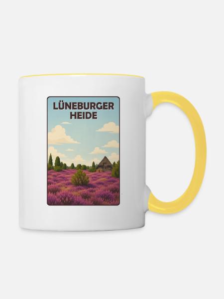 Lüneburger Heide - Tasse zweifarbig - Weiß/Gelb