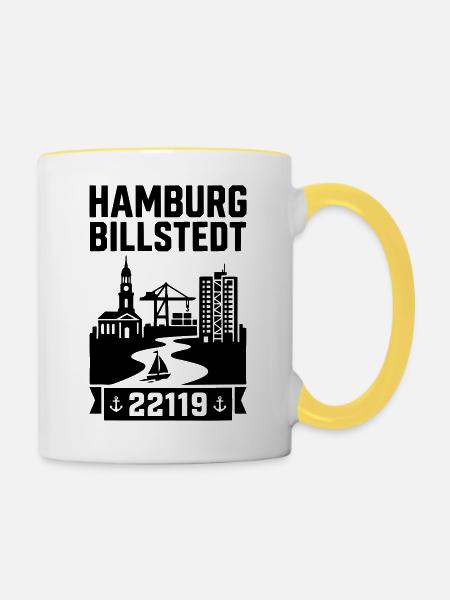 Hamburg Billstedt - Tasse zweifarbig - Weiß/Gelb