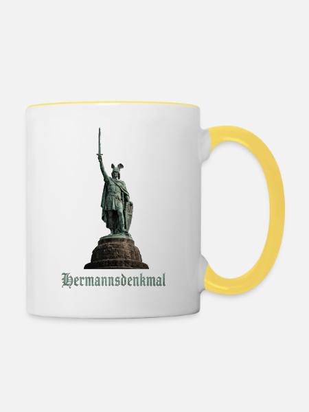 Hermannsdenkmal - Tasse zweifarbig - Weiß/Gelb