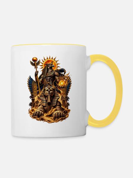 Ägyptischer Sonnenkrieger - Tasse zweifarbig - Weiß/Gelb