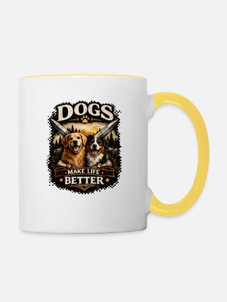 Hunde machen das Leben besser - Tasse zweifarbig - Weiß/Gelb