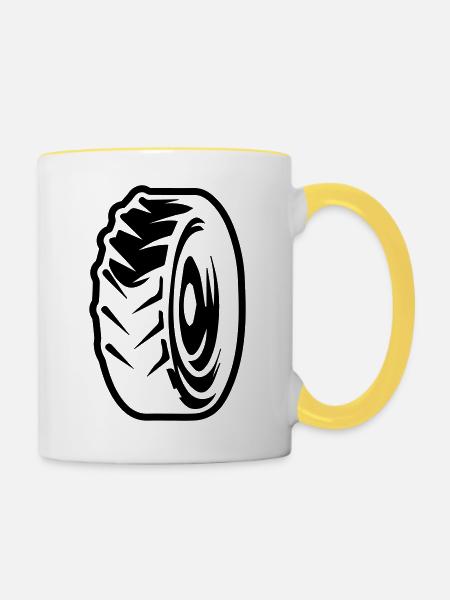 Reifen - Tasse zweifarbig - Weiß/Gelb