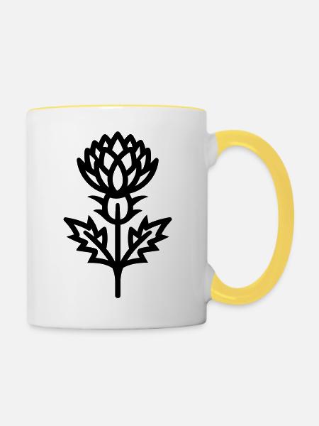 Distelblüte - Tasse zweifarbig - Weiß/Gelb