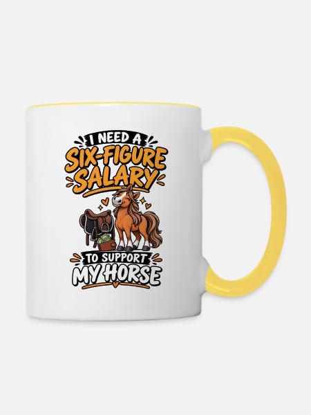 Six-Figure Horse - Tasse zweifarbig - Weiß/Gelb