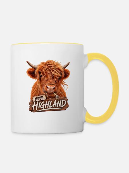 Mood: Highland - Tasse zweifarbig - Weiß/Gelb