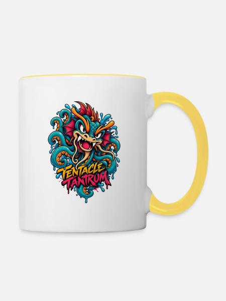 Tentakel-Wutantra-Drache - Tasse zweifarbig - Weiß/Gelb