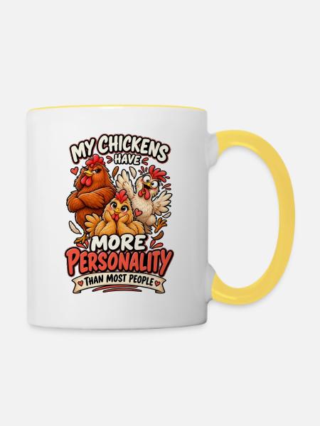 Chicken Personality - Tasse zweifarbig - Weiß/Gelb