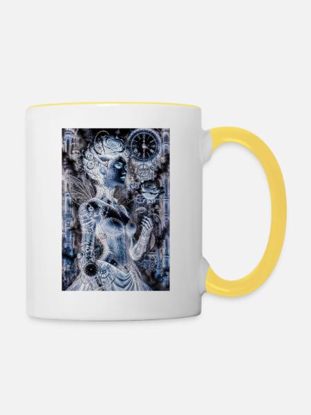 Negative Steampunk Pink - Tasse zweifarbig - Weiß/Gelb