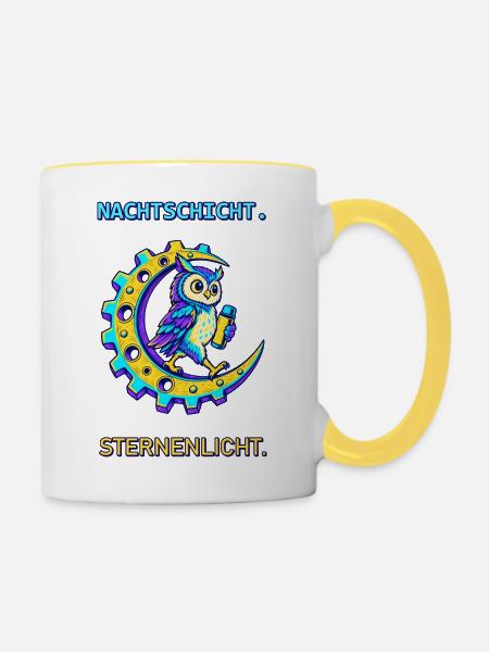 Nachtschicht Sternenlicht - Tasse zweifarbig - Weiß/Gelb