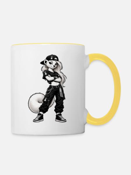Coole Frau, Hermine - Tasse zweifarbig - Weiß/Gelb