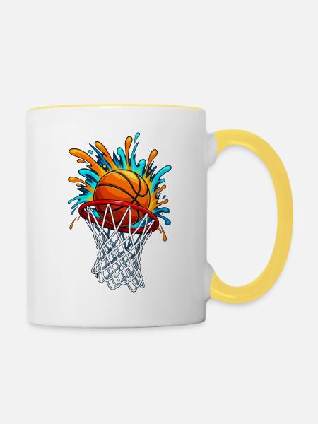 Basketball Splash Burst - Tasse zweifarbig - Weiß/Gelb