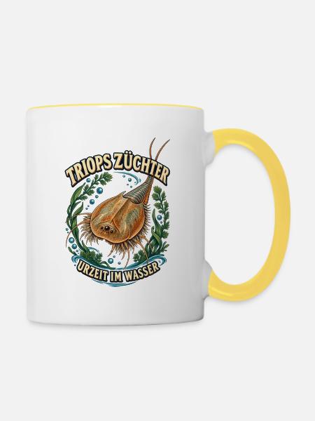 Triops Züchter – Urzeit im Wasser - Tasse zweifarbig - Weiß/Gelb