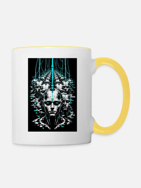 Simulation der Konformität Bot Armee - Tasse zweifarbig - Weiß/Gelb