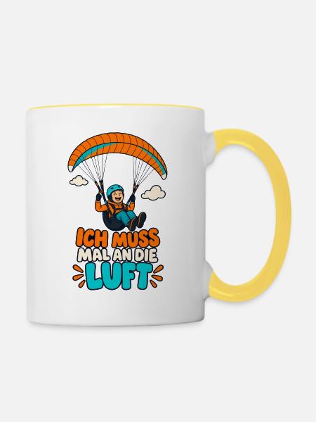 Paragliding Humor Luft-Statement - Tasse zweifarbig - Weiß/Gelb
