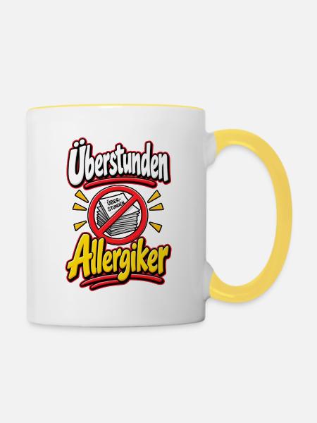 Überstunden Allergiker - Tasse zweifarbig - Weiß/Gelb