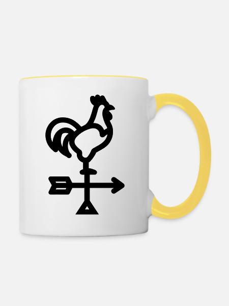 Wetterhahn - Tasse zweifarbig - Weiß/Gelb