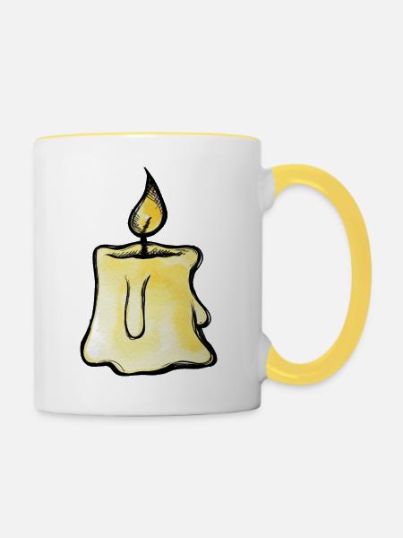 Goldenes Kerzenleuchten - Tasse zweifarbig - Weiß/Gelb