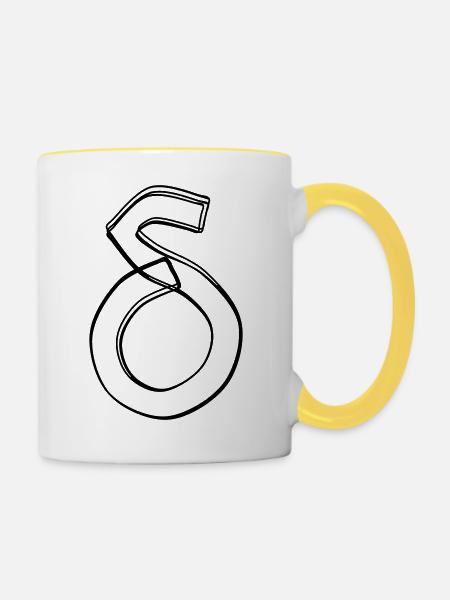 Griechischer Buchstabe Delta handgezeichnet - Tasse zweifarbig - Weiß/Gelb