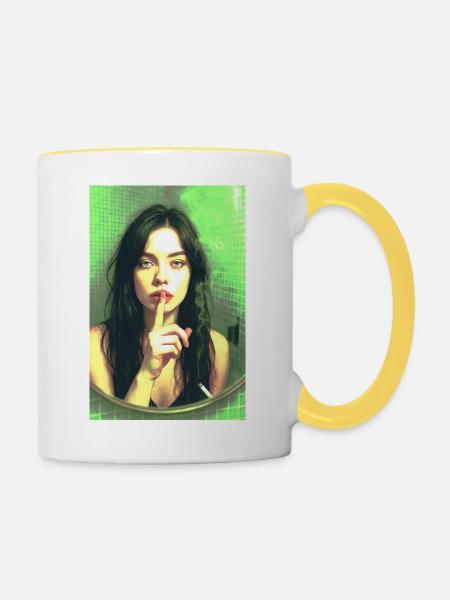 pssst III - Tasse zweifarbig - Weiß/Gelb