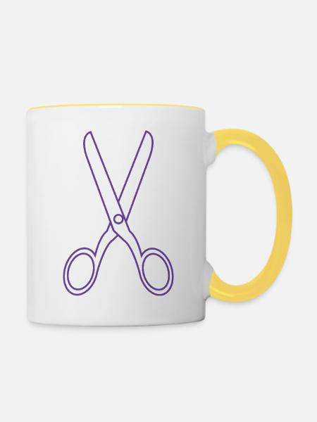 Schere - Tasse zweifarbig - Weiß/Gelb