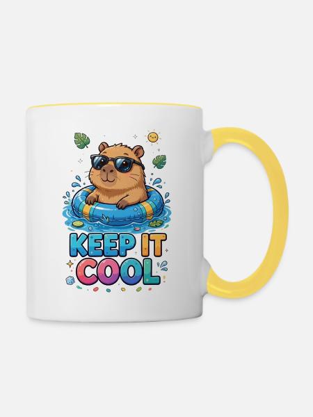 Bleib ruhig, Poolbär - Tasse zweifarbig - Weiß/Gelb