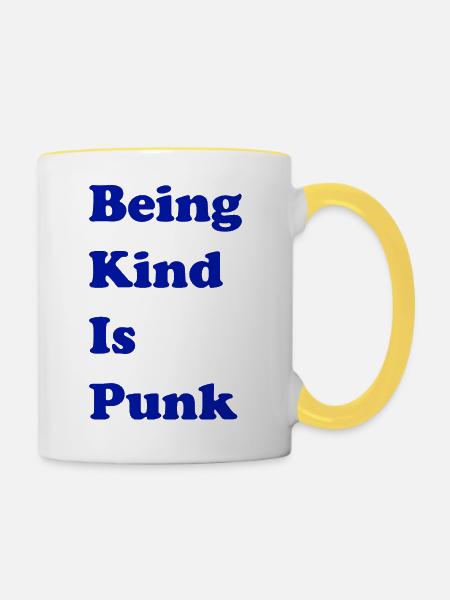 Freundlich zu sein ist Punk - Tasse zweifarbig - Weiß/Gelb