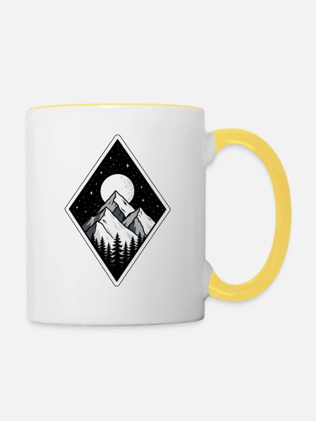 Berge Wandern - Tasse zweifarbig - Weiß/Gelb