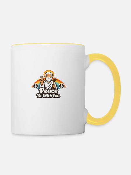 Frieden Sei Mit Dir Cartoon Logo - Tasse zweifarbig - Weiß/Gelb