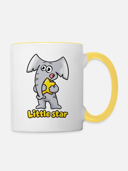 Kleiner Sternelefant Charlie - Tasse zweifarbig - Weiß/Gelb