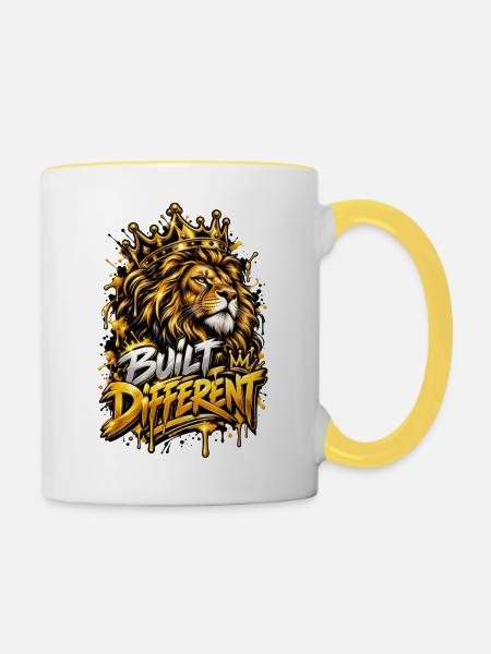 Kronenlöwe hat es anders gebaut - Tasse zweifarbig - Weiß/Gelb