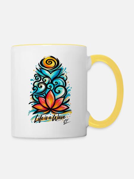 Lotuswelle - Tasse zweifarbig - Weiß/Gelb