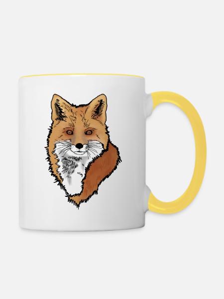 Fuchskopf - Tasse zweifarbig - Weiß/Gelb