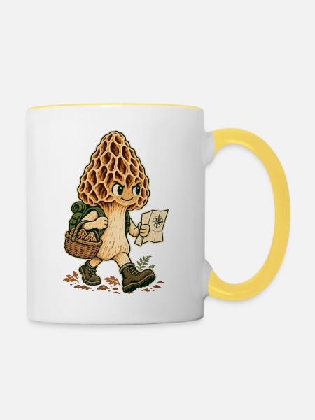 Pilzpfad Entdecker Illustration - Tasse zweifarbig - Weiß/Gelb