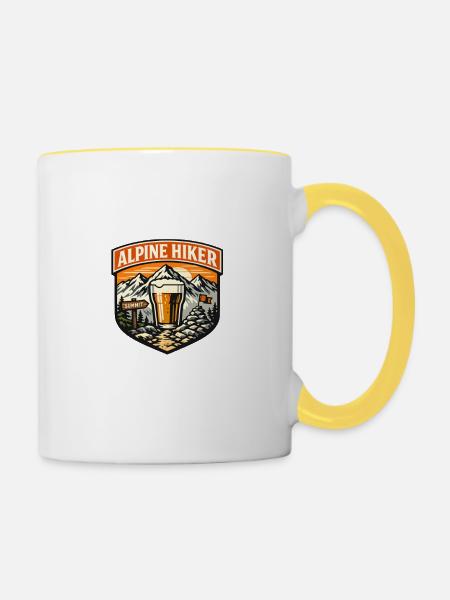 Alpine Hiker Abzeichen - Tasse zweifarbig - Weiß/Gelb