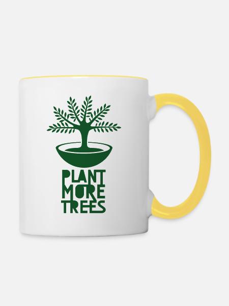 plantmoretrees - Tasse zweifarbig - Weiß/Gelb