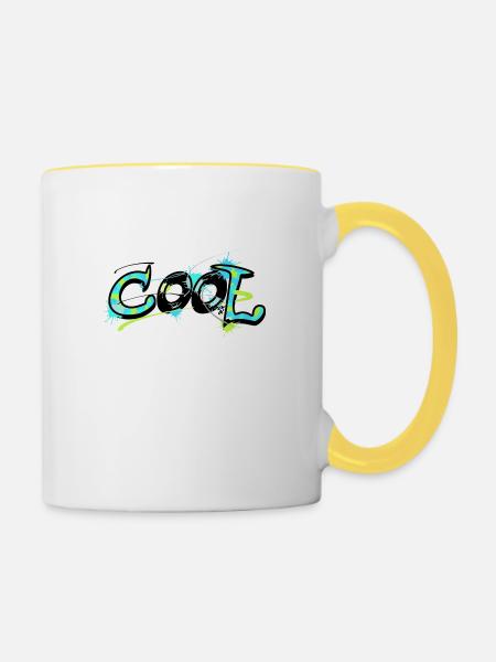 cool cooles Shirt für Kinder - Graffiti Motiv - Tasse zweifarbig - Weiß/Gelb
