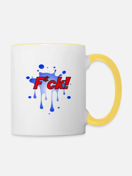 Fuck/F*ck - Tasse zweifarbig - Weiß/Gelb