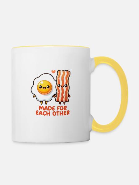 Ei und Speck - Tasse zweifarbig - Weiß/Gelb