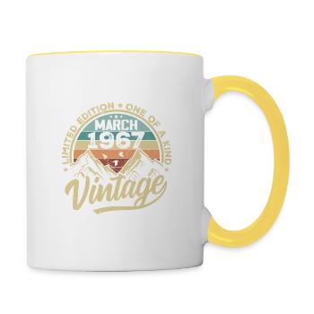 Mars 1967 Anniversaire - Millésime Mars 1967 - Mug contrasté - blanc/jaune - Droite