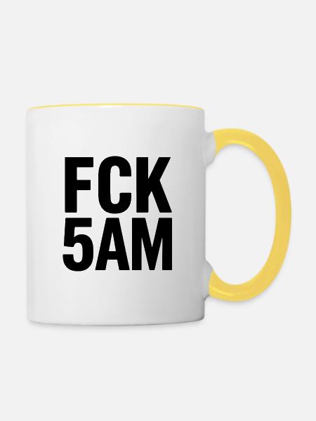 FCK 5AM - Tasse zweifarbig - Weiß/Gelb