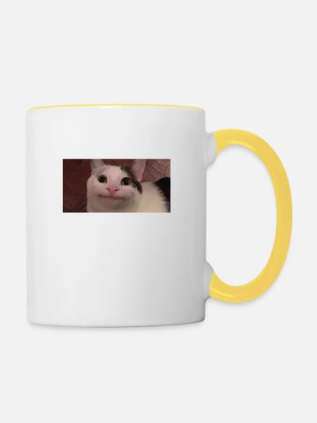 meme cat - Tasse zweifarbig - Weiß/Gelb