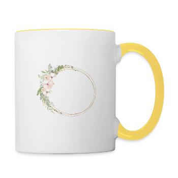 Modern Pastel flower circle customizable - Contrasting Mug - white/yellow - Right