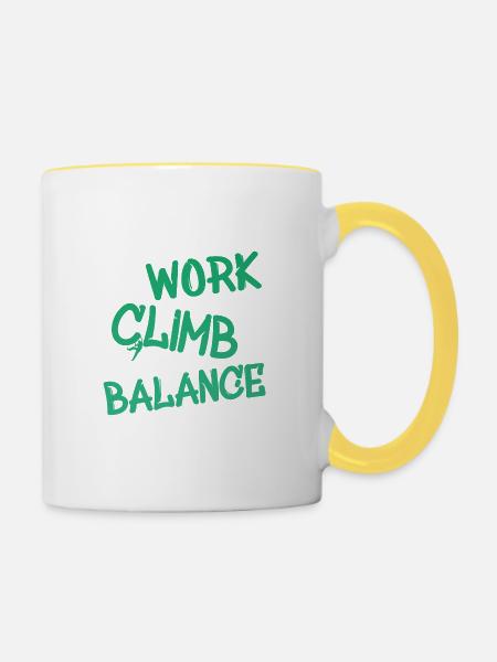 work climb balance - Tasse zweifarbig - Weiß/Gelb