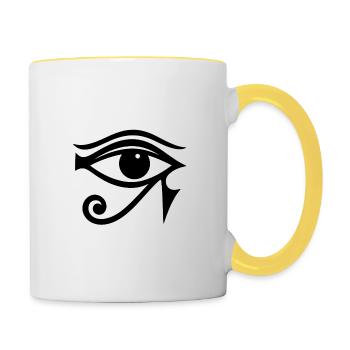 Symbole de l’œil d’Horus en Égypte - Mug contrasté - blanc/jaune - Droite