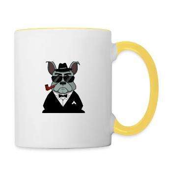 sinistre Français Bulldog Mafia Trend - Mug contrasté - blanc/jaune - Droite