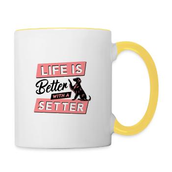 Life is Better with a Setter - Vector Design - Contrasting Mug - white/yellow - Right