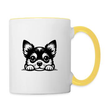 Reclining Chihuahua Vector Design - Contrasting Mug - white/yellow - Right