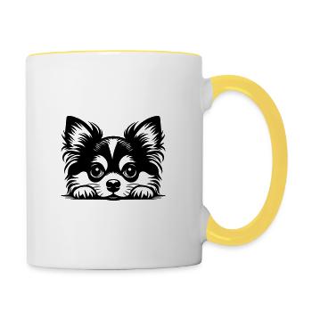 Reclining Chihuahua Vector Design - Contrasting Mug - white/yellow - Right